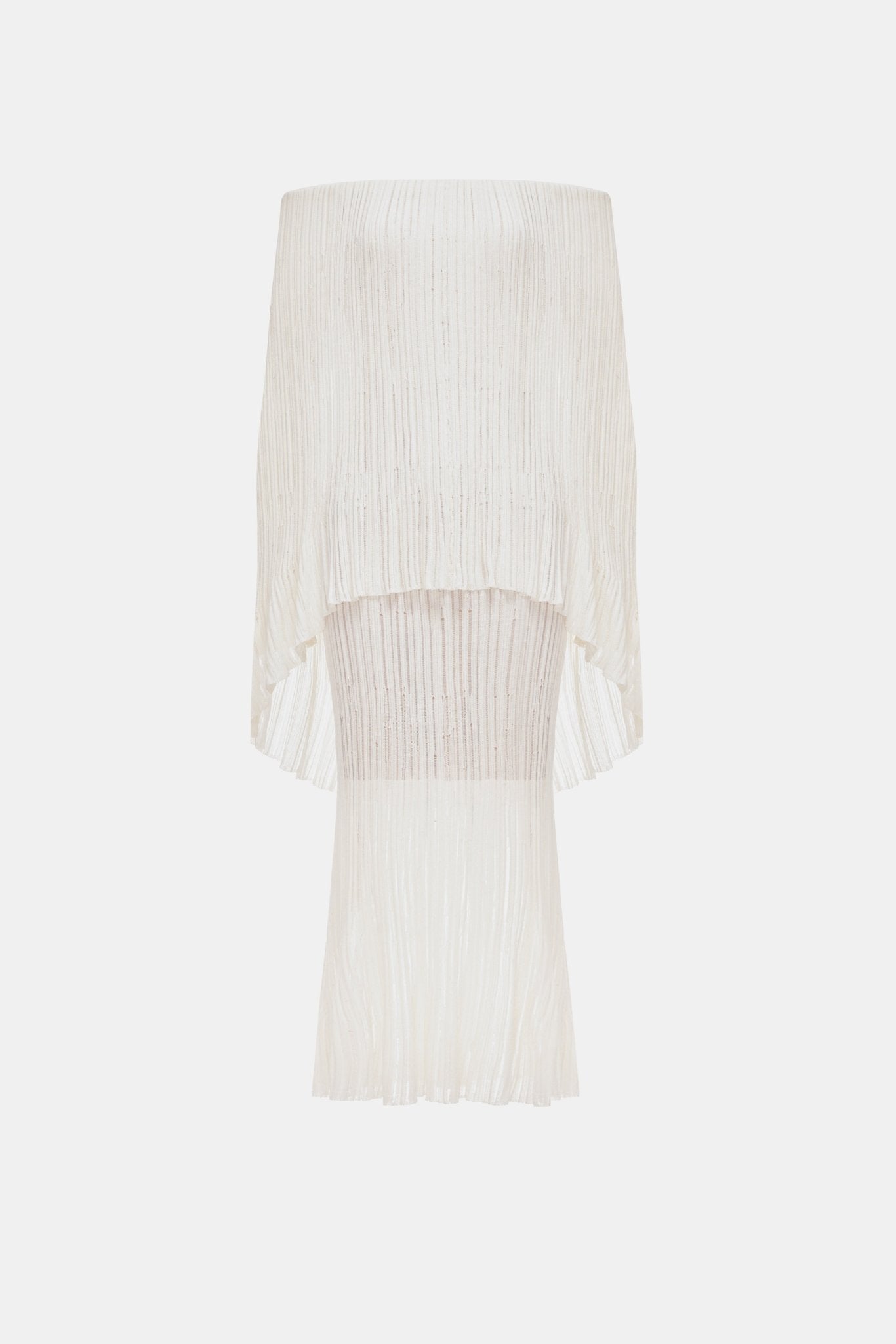 White Off - Shoulder Pleated Midi Dress - Montsand