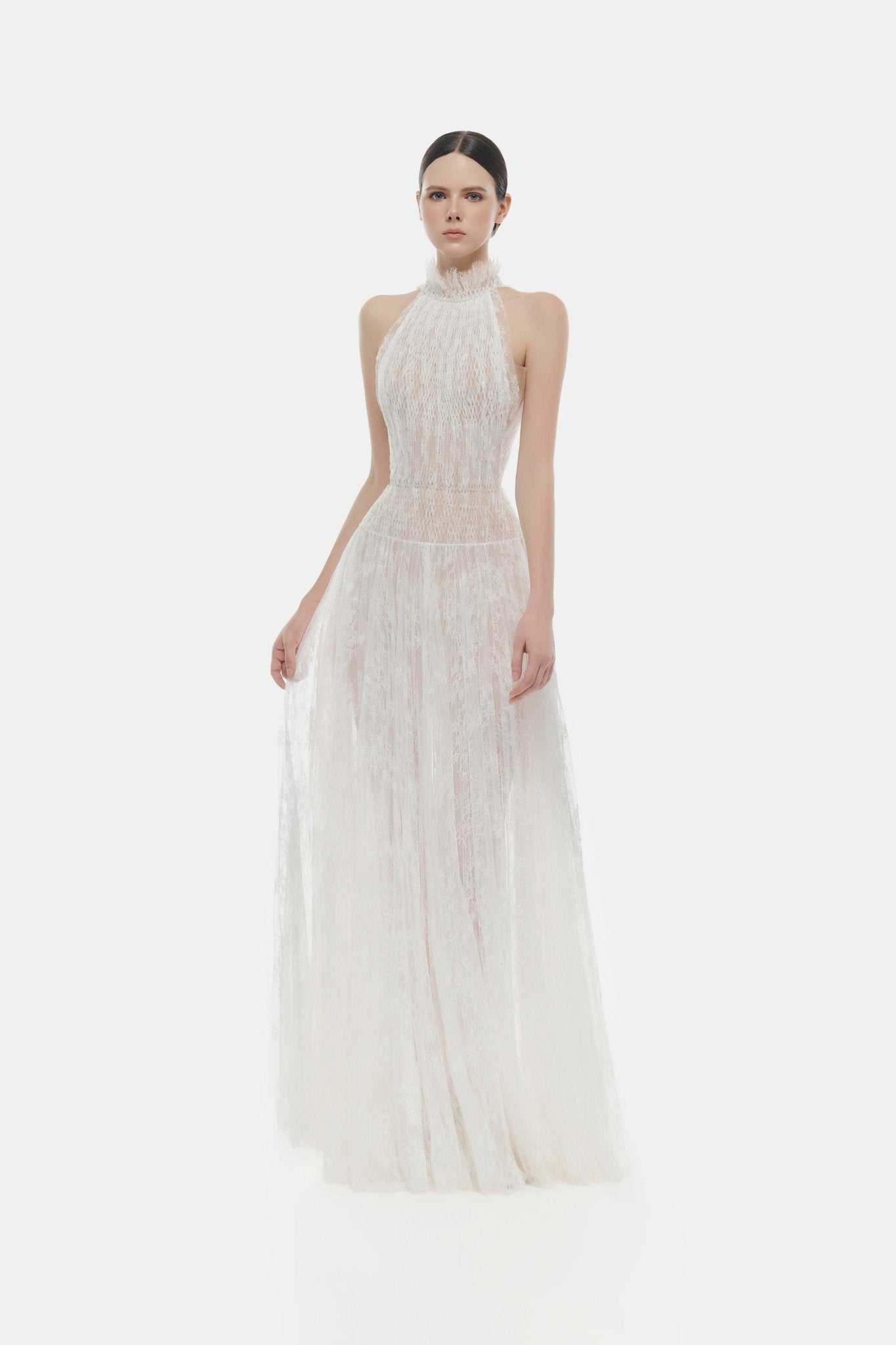 White Smocked Lace Maxi Dress - Montsand