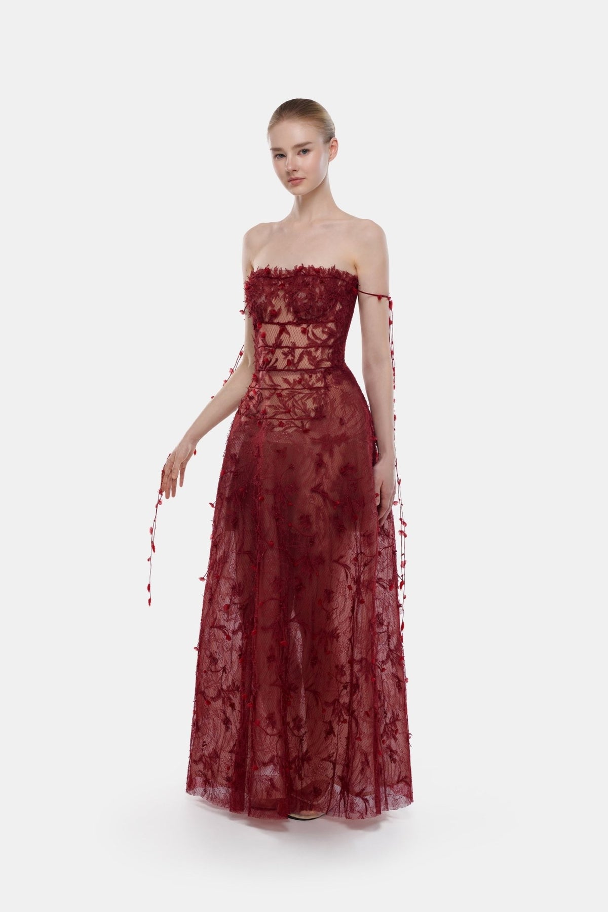 Wine Floral String Maxi Dress - Montsand