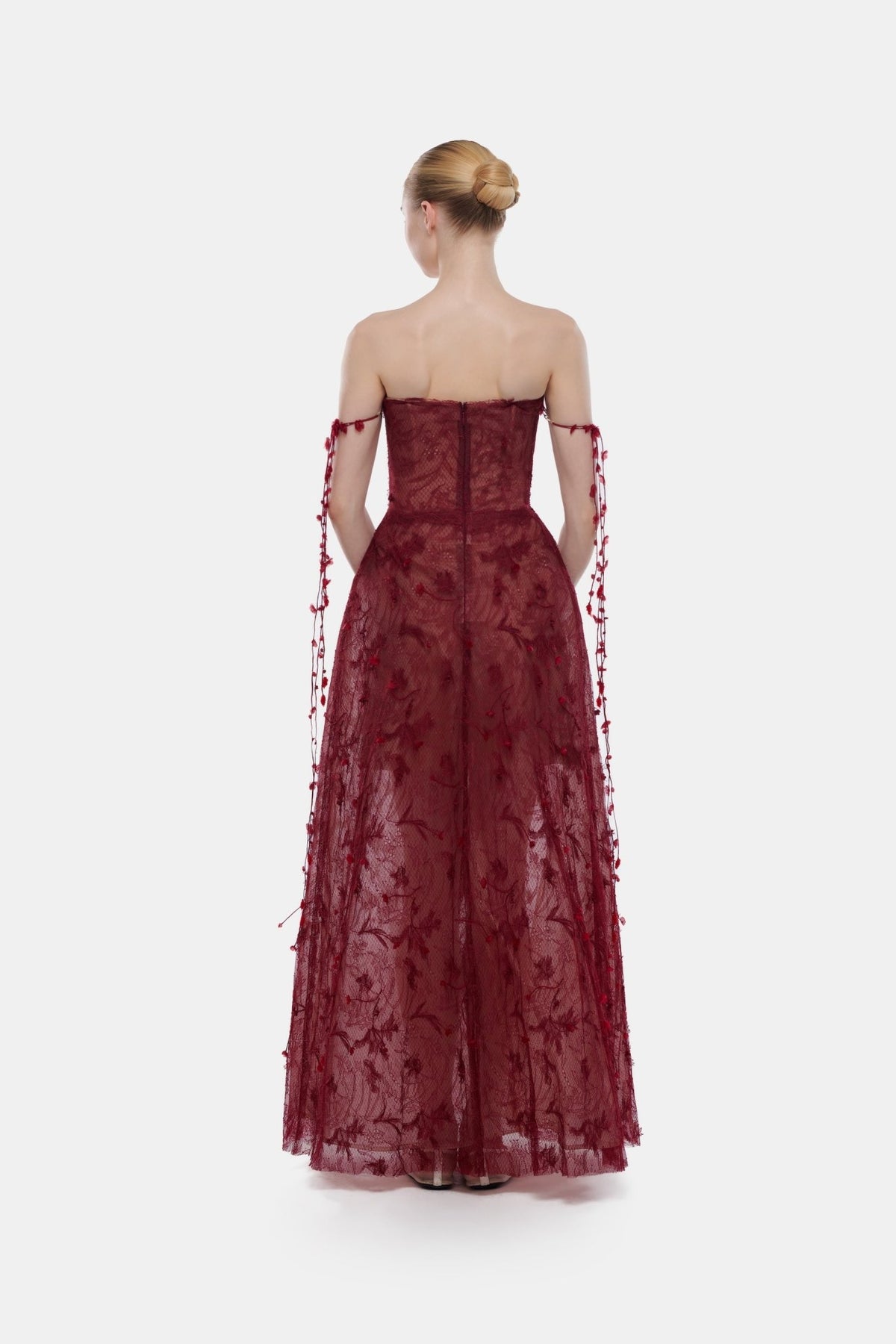 Wine Floral String Maxi Dress - Montsand