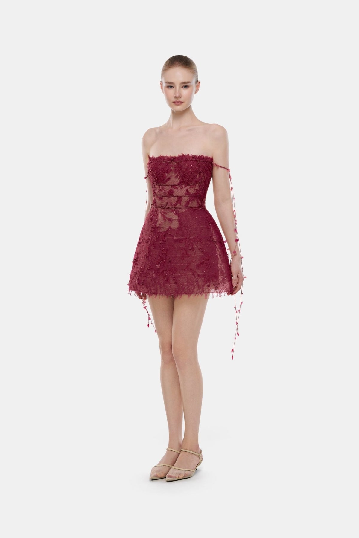 Wine Floral String Mini Dress - Montsand