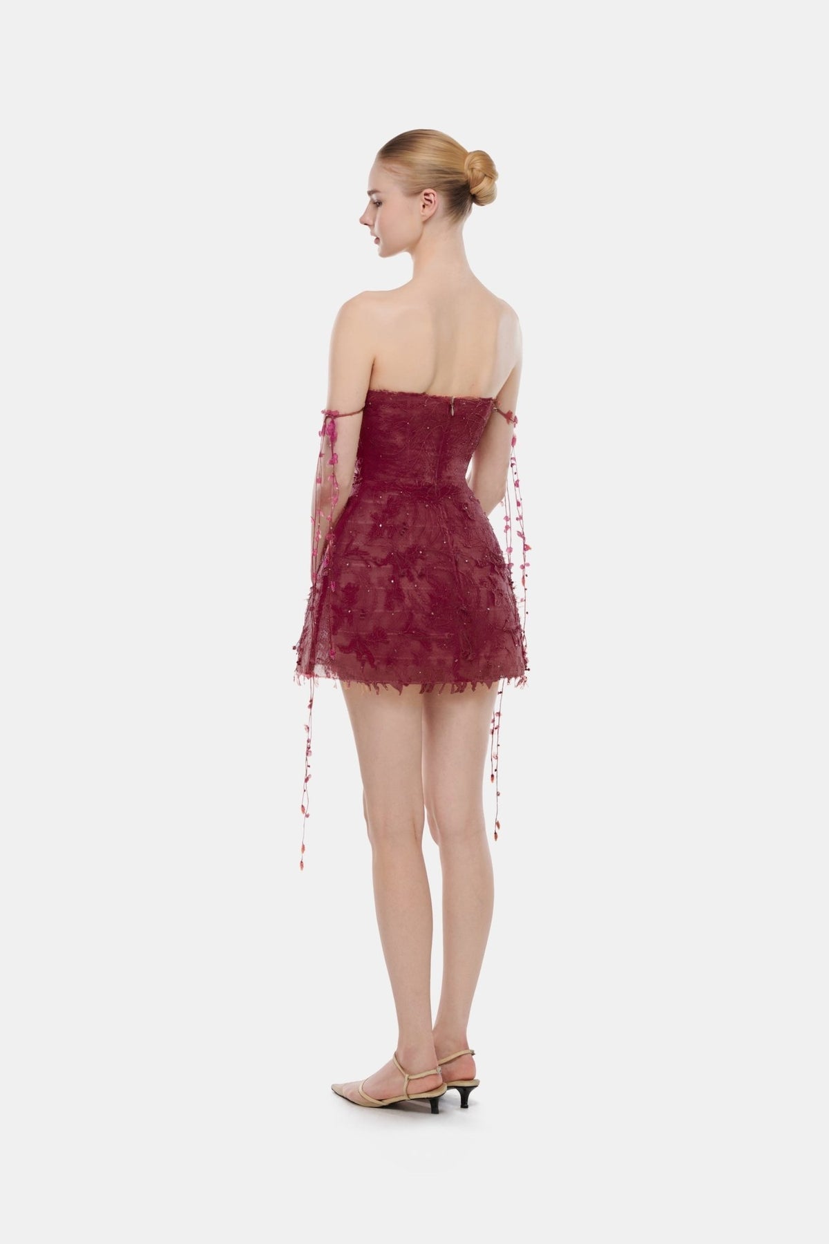 Wine Floral String Mini Dress - Montsand